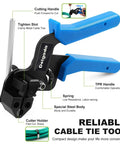 Cable tie gun from Beefy Heavy Duty Stainless Steel Zip Ties 100 Pack with 10.6 Inch Length, showing features and design.