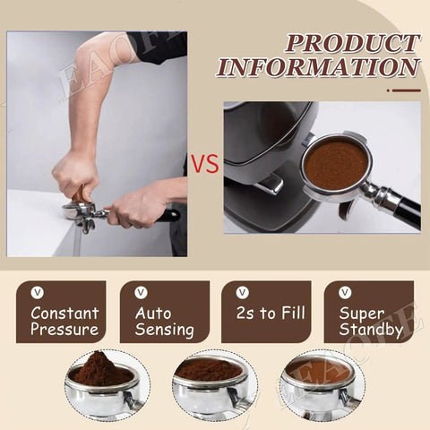 Automatic Coffee Tamper With Auto Position Sensor For Flawless Espresso Pucks Featuring Adjustable Pressure From 22 To 66 Pounds Plus Fast Depth Tweaks For Seriously Smooth Shots And Pro Results Daily comparison of manual vs automatic espresso tamping.