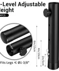 Heavy Duty 4 Pack Folding Table Leg Extenders With Three Level Adjustable Risers showing height options and mounting details in black finish.