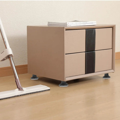 5pc Office Chair Casters with Black PU Solid Tires attached to a beige drawer unit on a wooden floor.