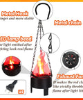 6 Pack 3D Hanging Campfire LED Lights Realistic Fake Fire Torches with metal hook and chain for Halloween stage decor