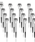 Outdoor Solar Lights 16 Pack Stainless Steel Waterproof Landscape Pathway Garden Lights For Patio Pad Lawn Yard And Landscape Decor With Cold White High Brightness Pattern Lighting