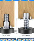Adjustable Furniture Feet Set 24 Piece Leveling Feet With T Nuts Black Metal Leg Levelers two height settings illustration