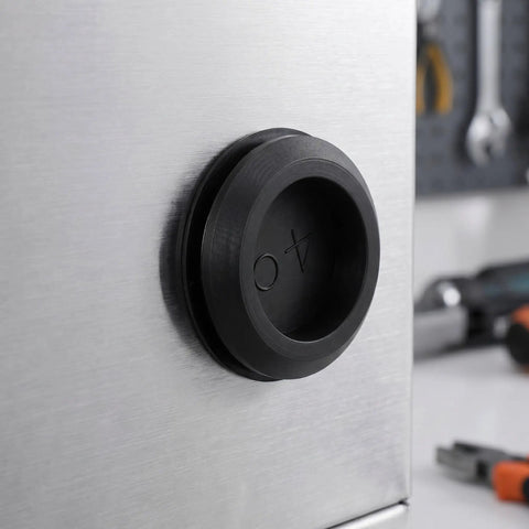 Close-up of 10 Pack Black Silicone Grommet Plugs With Tool Free Install Round Seal Stopper for Machinery And Electrical Boxes