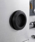 Close-up of 10 Pcs Black Silicone Hole Plugs for Appliances and Furniture Panels Round Push In Plugs with Locking Groove
