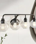 Oil Rubbed Bronze Farmhouse 36 Inch LED Vanity Wall Sconce with Clear Seeded Glass Shade, Industrial Iron Indoor Fixture
