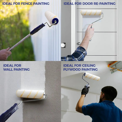 Microfiber Paint Roller Covers Half Inch By Nine Inch 6 Pack Lint Free For Semi Smooth To Smooth Surfaces Works With All Paints And Stains Durable Long Lasting Home Painting Rollers