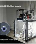 24 Inch Clear Acrylic 3D Printer Enclosure With Ventilation, Led Light, Thermometer And Hygrometer, showcasing printer inside