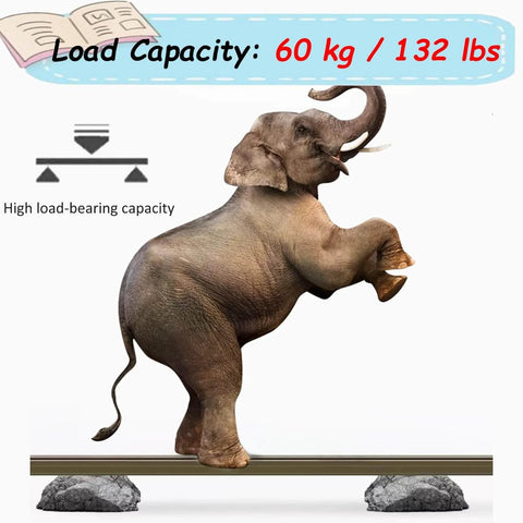 Diagram showing elephant standing on track to illustrate load capacity of Beefy Heavy Duty Sliding Barn Door Hardware Track Kit.