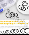 Precision 150Pcs Round Wire C Clips Set In 10 Sizes M10 To M26 GB8952 Retainer Clips Kit Black Internal Snap Rings For Holes And Shafts And Mechanical Assemblies In Automotive DIY Projects With Organized Storage Box Hilitchi