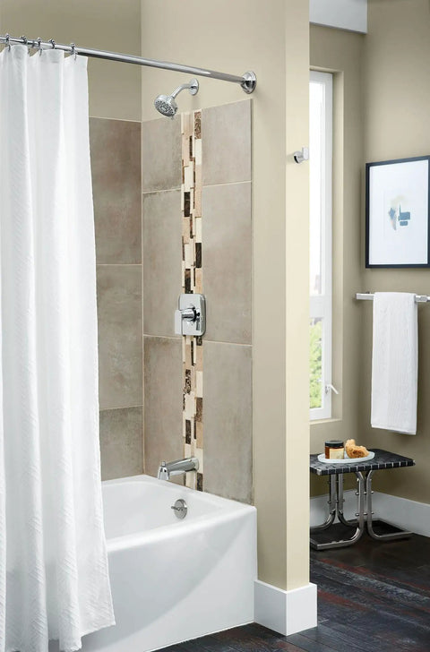 Modern bathroom with Genta LX Chrome One-Handle Tub And Shower Trim Valve With Posi-Temp Pressure Balancing, showerhead not included.