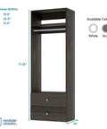 Straight Up Game Changing Modular Closet Organizer With Two Drawers And Extra Shelf For Hanging Short Garments And Folded Fits In Heavy Duty Grey Frame, 71.25" tall.