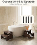 Rock Solid Bamboo Two Step Stool For Adults And Seniors 400 Pound Heavy Duty Workhorse With Non Slip Pads near bathtub.