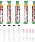 Pack of 5 No Clean Soldering Flux 223 High Viscosity Pro Grade Paste Solder Flux 10mL Syringes with needles for electronics repair