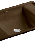 K-2838-KA Ledges Undercounter Lavatory in Black N Tan Finish with sleek lines, tight corners, cast iron design displayed at angle