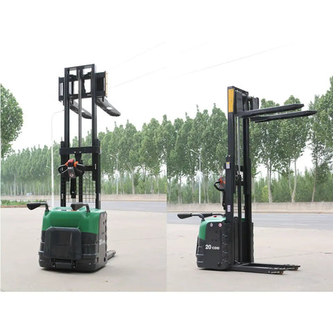 Top Tier Electric Pallet Jack With Massive 3,300 Lbs Capacity And 9.8 Foot Lift Height for warehouse and factory use.