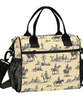 Vintage Cowboy Desert Cacti Insulated Lunch Bag With Adjustable Shoulder Strap Reusable Cooler Tote For Work Office Picnics Camping Travel Large 9L And 12L Capacity Keeps Food Fresh All Day, featuring cowboy print and nylon fabric.