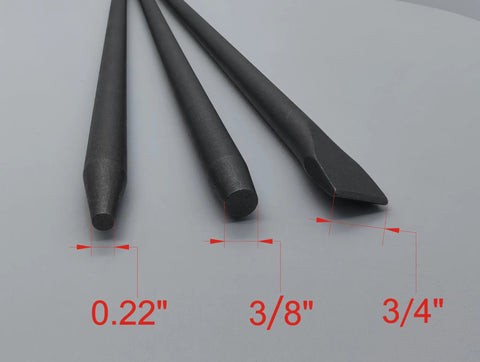 Pneumatic Taper Punch And Air Cold Chisel Three Piece Set Heavy Duty With 7 32 Inch Point Tip 3 8 Inch Point Tip And 3 4 Inch Flat Chisel