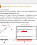 Installation guide for Premium Heavy Duty Drawer Slides One Pair Three Section Staircase Guide Rail with measurements and tips.