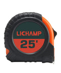25 ft retractable tape measure with easy read fractions, orange and black casing, part of Bulk Six Pack 25 Ft Tape Measure With Easy Read Fractions One Eighth Increments, Retractable Measuring Tape, One Inch Wide, Durable Blade, Ideal For DIY Projects And Pro Contractors
