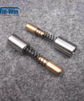 Front view: Win-Win waterjet actuator spare parts, two silver cylinders and two brass cylinders with springs