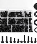 288 Piece Metric Flange Bolt Kit With M6 M8 M10 Bolts, Nuts And Washers In 12mm To 30mm, 10.9 Grade Black Zinc Alloy Steel, organized