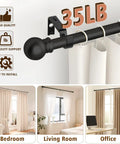 Heavy Duty Curtain Rod Brackets For 1 Inch Rods Adjustable Wall Mount Iron Rod Holders Window Treatment Hardware Kit in room settings