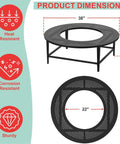 38 Inch Fire Pit Surround Tabletop For Smokeless Fire Pit With Dust Cover And Powder Coated Steel Build, product dimensions and features