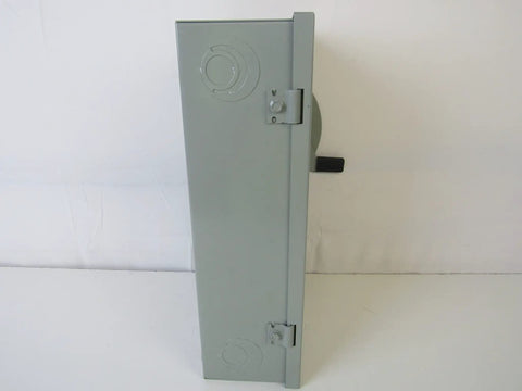 Side view of Rugged 240V Safety Switch 3PST 60 Amp AC Industrial Disconnect for Quick Emergency Shutoff in commercial settings.