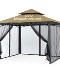 Keeps Bugs Out Mosquito Netting For Gazebo Canopy Replacement Screen Walls With Slip Rings Four Door Zipper Easy Install Black Net Only 12x12 Feet Universal Fit For Most Gazebos