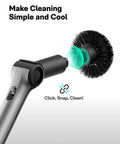 Cordless Electric Spin Scrubber With Extendable Handle and Adjustable Angle Smart Display, brush head attachment visible.