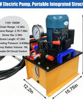 110V Electric Pump with 1500W motor for heavy-duty applications, measuring 15.75x12.2x20.47 inches, used in hydraulic systems.