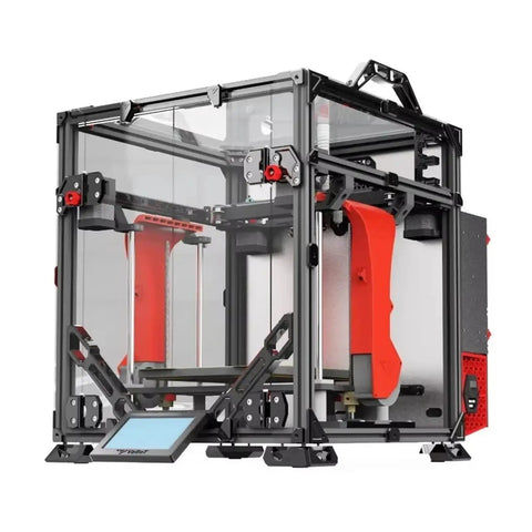 Heavy Duty AWD 235 MM 3D Printer Kit Featuring CNC Metal Frame Goliath Air Hotend And All Wheel Drive Rig design with clear enclosure.