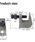 Front and side views of NIDAYE top beam clamp with UNC 3/8 in bolt and 3/4 in jaw opening; dimensioned iron clamp.
