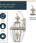 Newbury 20 Inch Outdoor Wall Lantern 2 Light Pewter Finish With Clear Beveled Glass E12 Base, durable brass exterior lighting