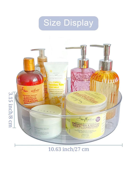 Super Sleek 11 Inch Lazy Susan Turntable With Three Divided Trays For Kitchen Cabinets And Fridges To Straight Up Crush Deep Shelf Clutter Once And For All with beauty products.