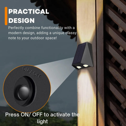 Solar Powered Up Down Wall Lights Dusk To Dawn Outdoor Flood Lights Sconce for backyard deck wood panel installation