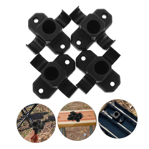 Heavy Duty 4 Pack Furniture Leg Mount Brackets Corner Connector Hardware, black plastic connectors for sturdy furniture repair.