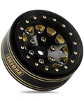 Beadlock Brass Wheel Rims 68g With 3.75mm Offset For SCX24 TRX4M Upgrade, black gold finish, front angle