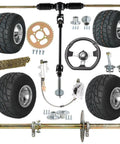 32 Inch Racing Go Kart Rear Axle Kit With 5 Inch Wheels Rain Tires Front Steering Assembly Brake 428 Sprocket For DIY ATV Quad