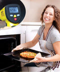 Beast Dual Laser Non-Contact Infrared Thermometer for Surface Temperature, Range -58F to 1202F, displayed near a baking oven
