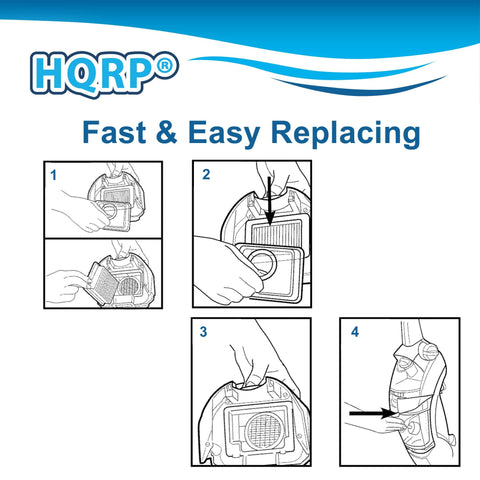 Two Pack Pleated Replacement Filters For Hoover FloorMate Upright Vacuums installation guide with four diagrams