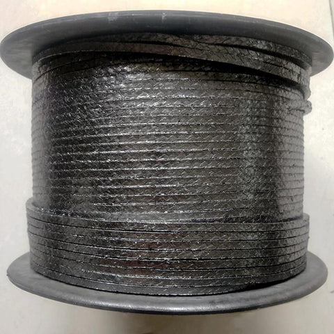 Graphite braided compression packing on spool, 10 ft long, 1/8 in x 1/8 in for pump valve or mechanical seal