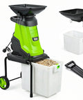 Verdant Powerful Electric Wood Chipper Mulcher With 15 Amp Motor, 50L bag, dual chutes, and wheels for yard debris cleanup