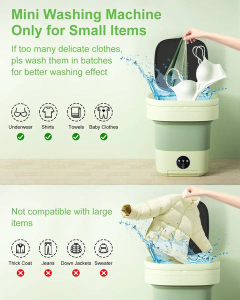 Game Changing Foldable Portable Mini Washing Machine With Sixteen Liter Capacity And Three Deep Wash Modes for delicate laundry care.