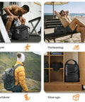 Travel Laundry Organizer Bag in gym, beach, outdoor hiking, and home storage settings, showcasing versatility and space-saving design.