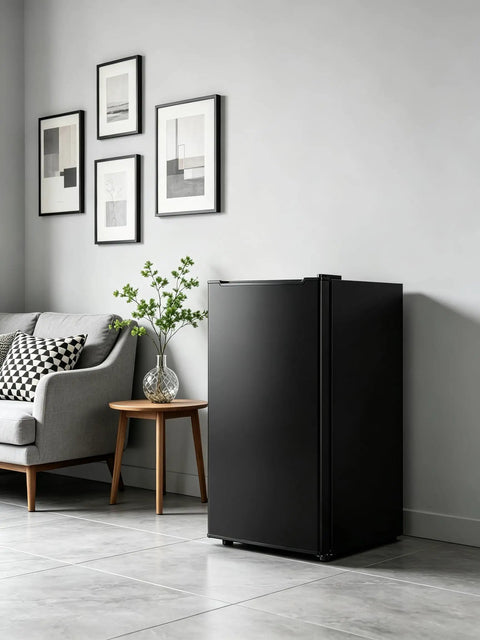 3.2 Cu Ft Upright Mini Freezer Delivers Hardcore Fast Freeze Power With Three Level Thermostat For Rock Solid Chill in modern living space.