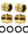 Beefed Up Three Quarter Inch Garden Hose Adapter Set With Two Pairs Male To Male And Female To Female Connectors No Leak Water Hose Repair Fittings