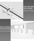 Smart Electric Curtain Track Beltless No Cutting Required Fully Adjustable Up To 118 Inches Quiet Motor Adjustable Speed Remote Included Works With Alexa Google Home Siri And Apple Watch modular white curtain track and gliders