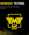 Rigorous testing badge for Strut-Mate 902992 Torsion Bar Mount For Enhanced Ride Control with yellow M logo and checkmark